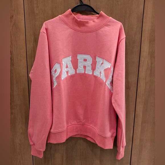 Parke Tops - Parke Women's Pink Sweatshirt with White Lettering